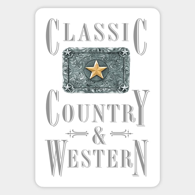 Gold Star - Classic Country and Western Belt Buckles Magnet by PLAYDIGITAL2020